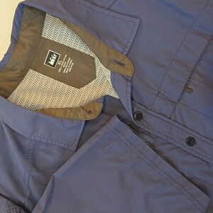 REI Men’s XL Short Sleeve Button Up Shirt Blue Nylon Mesh Vent
